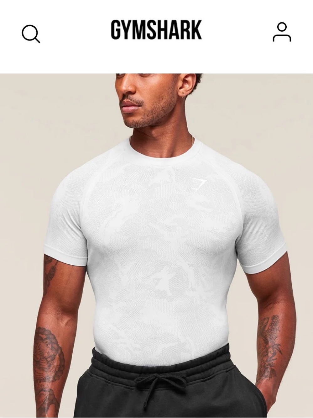 Gymshark Men’s White Seamless Training Tee medium NWOT